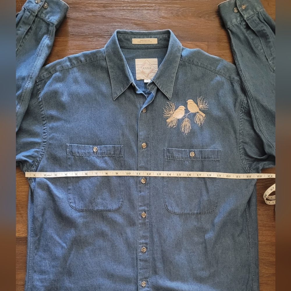 Vtg AXXA Embroidered Denim Button Down, Women's 16, Blue Jean - Picture 7 of 8
